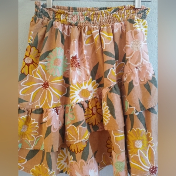 Roxy Cosmic Glow Again Floral Coquette Girl Ruffle Trim Tiered Casual Mini - Picture 5 of 8